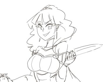 bare_shoulders breasts celica_(fire_emblem) dagger davewaterfalls earrings fire_emblem fire_emblem_echoes:_shadows_of_valentia holding holding_weapon jewelry knife large_breasts looking_at_viewer medium_hair nintendo sketch tiara weapon
