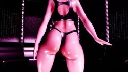 1girl 3d animated artist_request ass ass_focus ass_shake azur_lane bouncing_breasts breasts bremerton_(azur_lane) curvy dancing female_focus gradient_background hair_ornament huge_ass huge_breasts jiggle looking_at_viewer multicolored_hair navel_piercing nipples piercing revealing_clothes shiny_skin sound sports_bikini thong video