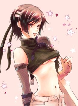 1girl breasts final_fantasy final_fantasy_vii s_hitorigoto3 tagme tongue tongue_out underboob yuffie_kisaragi