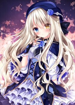 Rule 34 | 1girl, blonde hair, blue eyes, brown hair, commentary, hair between eyes, heterochromia, long hair between eyes, luca (nogi takayoshi), nogi takayoshi, non-web source, original