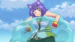 1girl animal_ear_fluff animal_ears animated anime_screenshot bike_shorts black_hairband black_shorts blush bouncing_breasts bra bra_lift breast_sucking breasts closed_eyes clothes_lift dog_ears dog_girl fingerless_gloves forced futoku_no_guild gloves grabbing_another&#039;s_breast groping hairband highres hitamu_kyan large_breasts medium_hair navel nipples one_eye_closed open_clothes open_shirt purple_eyes purple_hair red_gloves shirt short_shorts shorts slime slime_(creature) sound sports_bra stomach subtitled tagme tearing_up unaligned_breasts underboob underwear video white_shirt yellow_bra