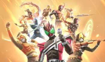 Rule 34 | 6+boys, armor, character request, commentary, copyright request, english commentary, green eyes, helmet, highres, holding, holding instrument, holding violin, instrument, kamen rider, kamen rider 555, kamen rider blade, kamen rider blade (series), kamen rider dcd, kamen rider decade, kamen rider den-o, kamen rider den-o (series), kamen rider den-o (sword form), kamen rider faiz, kamen rider ryuki, kamen rider ryuki (series), male focus, multiple boys, neocity222, pink armor, pink helmet, red eyes, red helmet, rider card, tokusatsu, violin
