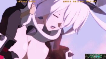 1girl 3d animated animated_gif arc_system_works bouncing_breasts breasts breathing choker cleavage elphelt_valentine closed_eyes female_focus guilty_gear guilty_gear_xrd guilty_gear_xrd:_revelator guilty_gear_xrd:_revelator_2 jiggle large_breasts open_mouth solo tired white_hair