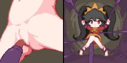 1girl ahegao animated aphrodisiac arms_up ashley_(warioware) black_hair blush censored cleft_of_venus closed_eyes crown dress female_ejaculation female_orgasm full_body hairband half-closed_eyes hands_up hinainf hot loli long_hair mosaic_censoring navel nintendo no_panties open_mouth orgasm pixel_art purple_tentacles pussy pussy_juice pussy_juice_drip rape red_eyes restrained satisfied_look spread_legs tentacle_sex tentacles tongue tongue_out twintails ugoira vaginal video warioware x-ray