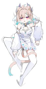 Rule 34 | 1girl, absurdres, ahoge, anal, anal beads, anal object insertion, anal tail, animal ears, bird girl, blonde hair, blue hair, breasts, butt plug, cat ears, cat girl, cat tail, commentary, commission, detached sleeves, dress, english commentary, enna alouette, enna alouette (anniversary dress), fake tail, flower, full body, gradient hair, hair flower, hair ornament, head wings, heart, heart-shaped pupils, heavy breathing, highres, looking at viewer, medium hair, mewraii, multicolored hair, nijisanji, nijisanji en, no shoes, object insertion, official alternate costume, open mouth, purple eyes, purple wings, simple background, small breasts, solo, symbol-shaped pupils, tail, thighhighs, virtual youtuber, white background, white dress, white flower, white sleeves, white thighhighs, wings