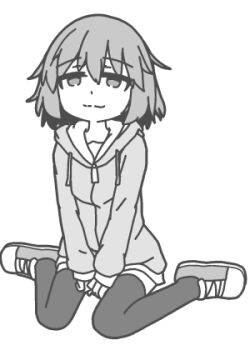 1girl 1other animated animated_gif armpit_carry black_thighhighs carrying chinese_commentary cock_warming commentary_request dildo dildo_reveal dildo_riding disembodied_hand drawstring flat_chest greyscale hood hood_down hoodie kneeling lifting_person loli long_sleeves lowres monochrome original pussy_juice pussy_juice_trail qswan sex_toy shoes short_hair simple_background sitting slim_legs smile sneakers solo_focus suction_cup_dildo thighhighs wariza white_background