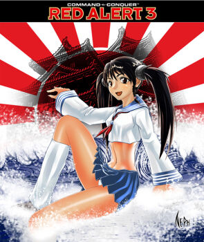 1girl command_&amp;_conquer female_focus nephlite red_alert_3 school_uniform serafuku solo twintails yuriko_omega