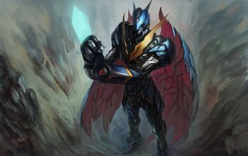 Rule 34 | armor, digimon, digimon (creature), highres, robot, royal knights, sword, ulforcev-dramon, weapon, wings