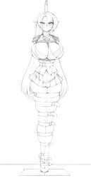 1girl ameng_(katena1990) animated arms_behind_back azur_lane belt bound bound_arms bound_legs bra breasts buttons cleavage cloth_gag double-breasted duke_of_york_(azur_lane) epaulettes execution full_body gag gagged greyscale hair_between_eyes hanged high_heels huge_breasts improvised_gag jacket lace lace-trimmed_bra lace_trim legs_together long_hair looking_at_viewer miniskirt monochrome noose over_the_nose_gag pleated_skirt pointy_ears rope_around_neck shibari shibari_over_clothes simple_background skirt solo thighs underwear v-shaped_eyebrows very_long_hair video white_background