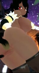 1girl 3d animal_ears animated arms_behind_head ass bastet bastet_(mythology) black_hair bouncing_breasts breasts cat_ears cat_tail dancing gloves hip_focus swaying_hip huge_ass large_breasts looking_at_viewer looking_down maebari nipple_tassels pasties pelvic_curtain red_eyes revealing_clothes short_hair skindentation spanking_self stubbystubby tagme tail thick_thighs thighhighs thighs topless_female video vrchat