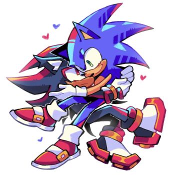 2boys animal_ears animal_nose black_fur blue_fur body_fur carrying carrying_person closed_mouth couple eye_contact full_body furry furry_male furry_with_furry gloves green_eyes gummymela hand_on_another's_face heart hedgehog_boy highres hug looking_at_another male_focus multicolored_fur multiple_boys red_eyes red_fur red_shoes shadow_the_hedgehog shoes short_tail simple_background smile sonic_(series) sonic_the_hedgehog tail two-tone_fur white_background white_gloves yaoi