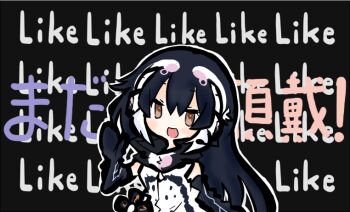 1girl african_penguin_(kemono_friends) black_background black_hair elbow_gloves gloves grey_eyes headphones hood hoodie kemono_friends kemono_friends_v_project long_hair looking_at_viewer microphone multicolored_hair penguin_girl simple_background sleeveless solo tanuki_kamen upper_body virtual_youtuber zipper