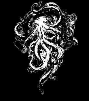 1other chuuou_higashiguchi cthulhu cthulhu_mythos eldritch_abomination highres looking_at_viewer monochrome monster solo tentacles