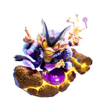 3d artist_request black_coat coat colored_sclera donkey_kong_(series) donkey_kong_bananza fingernails fur-trimmed_coat fur_trim gold_teeth grin highres holding nintendo official_art open_clothes open_coat pointy_ears red_eyes second-party_source sharp_teeth smile standing standing_on_one_leg teeth toenails transparent_background void_kong yellow_sclera
