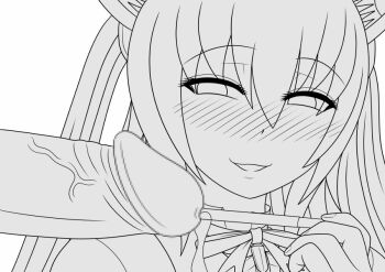 1girl animated animated_gif artist_request censored cum femdom monochrome mosaic_censoring penis simple_background sounding urethral_insertion veins veiny_penis white_background