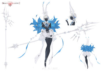 Rule 34 | 1boy, absurdres, androgynous, animal ear piercing, animal ears, ankle strap, bare shoulders, black skin, blue bow, blue bowtie, blue butterfly, blue flower, blue jacket, bow, bowtie, braid, brooch, bug, butterfly, butterfly on hand, chinese commentary, colored skin, commentary request, copyright name, detached collar, earrings, flower, flower clothes, full body, gem, hair between eyes, half-closed eyes, halo, highres, holding, holding staff, insect, jacket, jewelry, long sleeves, multicolored jacket, multiple views, no shirt, orange gem, original, parted lips, pearl earrings, puffy long sleeves, puffy sleeves, rabbit ears, reference sheet, shoes, short hair, short shorts, shorts, side braid, simple background, sleeves past wrists, solo, staff, standing, turnaround, two-tone jacket, v arms, watermark, weibo watermark, white background, white eyes, white hair, white jacket, white shoes, white shorts, yu er zhen xian