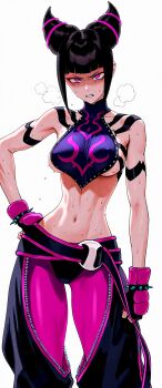 abs ai-generated angry han_juri hoshino_akarii looking_at_viewer muscular muscular_female street_fighter sweat toned toned_female