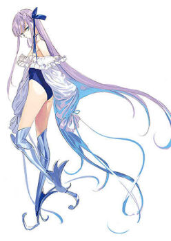 Rule 34 | 1girl, artist request, blue one-piece swimsuit, expressionless, fate/grand order, fate (series), long hair, meltryllis, meltryllis (fate), meltryllis (swimsuit lancer) (fate), meltryllis (swimsuit lancer) (second ascension) (fate), one-piece swimsuit, pako (pakosun), prosthesis, prosthetic leg, purple hair, swimsuit, tagme, very long hair