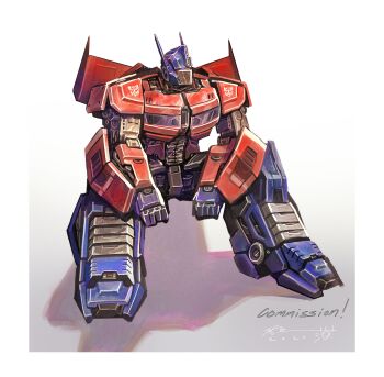 Rule 34 | 1boy, absurdres, autobot, highres, humanoid robot, insignia, machine, mecha, mechanical wings, no humans, optimus prime, robot, science fiction, sitting, solo, subakeye, the transformers (idw), transformers, wings