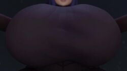 1girl 3d animated bouncing_breasts breasts female_focus giant giantess gigantic_breasts head_out_of_frame hex_maniac_(pokemon) hex_maniac_(pokemon_xy) jiggle matching_hair/eyes nintendo pokemon pokemon_xy pov purple_eyes purple_hair sho_kah sloshing_breasts solo sound tagme video