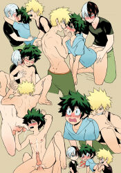3boys all_fours anal angry armpits ass bakudeku bakugou_katsuki barefoot bite_mark biting biting_ass blonde_hair blush boku_no_hero_academia bones_(company) bottomless cheek_squash cum cum_in_mouth ejaculating_while_penetrated ejaculation erection feet fellatio flying_sweatdrops freckles grabbing_another&#039;s_ass green_eyes green_hair groping group_sex hug implied_fellatio kiss kissing_neck legs looking_at_another looking_back lying male_focus midoriya_izuku multicolored_hair multiple_boys multiple_views muscular muscular_male nose_blush nude on_back oral pectoral_grab penis pov pov_crotch pov_hands red_eyes red_hair saliva sex shota shounen_jump shy simple_background spread_legs sweat testicles thigh_grab threesome tododeku todoroki_shoto trembling two-tone_hair veins white_hair yaoi