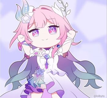 1girl animated animated_gif blue_hair closed_mouth commentary cyrene_(honkai:_star_rail) cyrene_(ripples_of_past_reverie)_(honkai:_star_rail) dancing diamond-shaped_pupils diamond_(shape) earrings english_commentary flower gradient_hair hair_flower hair_intakes hair_ornament honkai:_star_rail honkai_(series) jewelry lolbyts lonely_lonely_dance long_hair looping_animation multicolored_hair pink_hair pointy_ears purple_eyes smile solo symbol-shaped_pupils twitter_username two-tone_hair very_long_hair