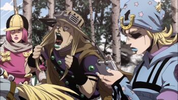gyro_zeppeli hot_pants_(sbr) johnny_joestar jojo_no_kimyou_na_bouken lucy_steel merhos1 non-web_source steel_ball_run stitched third-party_edit
