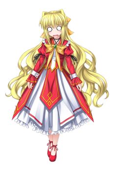 1girl blonde_hair blush bow braid choker dress emit frills full_body game_cg hair_intakes hair_ribbon higuchi_isami jewelry juliet_sleeves large_variant_set long_hair long_sleeves mahou_shoujo_sae non-web_source o_o official_art open_mouth puffy_sleeves ribbon shoes solo standing tachi-e tears transparent_background variant_set very_long_hair wavy_hair yellow_bow