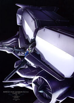 2017 absurdres beam_cannon beam_rifle calendar_(medium) copyright_notice dated earth_federation energy_gun gundam gundam_0083 gundam_gp-03_dendrobium gundam_gp-03_stamen highres machinery mecha mecha_focus mixed-language_text mobile_armor mobile_suit movic nakatani_seiichi no_humans promotional_art realistic robot science_fiction scope space sunrise_(company) v-fin weapon zero_gravity