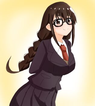1girl blush breasts glasses iin_chiyo iin_chiyo_(hyakkano_party) isura0084 kimi_no_koto_ga_dai_dai_dai_dai_daisuki_na_100-nin_no_kanojo large_breasts long_hair school_uniform smile