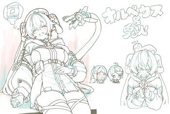 3girls absurdres ahoge antenna_hair blindfold_mask breasts closed_eyes crying dreaming eye_mask head_bump highres hood hooded_jacket index_fingers_together jacket large_breasts long_hair looking_at_another mask monochrome multiple_girls nosir_onadat orphie_magnusson ponytail seed_(zenless_zone_zero) sitting sleeping speech_bubble thought_bubble trigger_(zenless_zone_zero) zenless_zone_zero