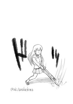 Rule 34 | 1girl, artist request, dated, frown, girls und panzer, girls und panzer little army, grey shirt, holding, holding sword, holding weapon, jacket, katana, kuromorimine school uniform, pink eyes, pink hair, school uniform, sheska (girls und panzer), shirt, sword, twitter username, weapon, white jacket