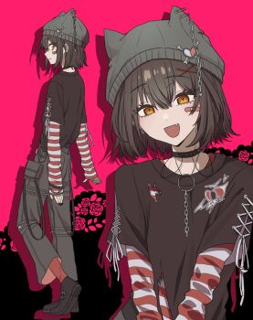 black_choker chain choker hashtag-only_commentary highres mashiro_meme nijisanji paperclip_hair_ornament safety_pin virtual_youtuber yellow_eyes