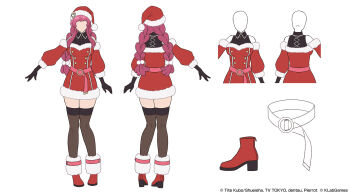 Rule 34 | alternate costume, ankle boots, bare shoulders, belt, black gloves, black shirt, black thighhighs, bleach, bleach: brave souls, bleach: sennen kessen-hen, boots, braid, braided twintails, christmas, christmas ornaments, christmas outfit, collared shirt, commentary, costume, detached sleeves, dress, english commentary, faceless, faceless female, fur-trimmed boots, fur-trimmed dress, fur-trimmed headwear, fur-trimmed sleeves, fur trim, gloves, hair ornament, hat, heart, heart hair ornament, high heel boots, high heels, highres, long hair, meninas mcallon, official alternate costume, pink belt, pink hair, pom pom (clothes), red dress, red hat, red sleeves, reference sheet, santa costume, santa dress, santa hat, shirt, shoes, short dress, sleeveless, sleeveless shirt, strapless, strapless dress, thighhighs, twin braids, very long hair, white fur