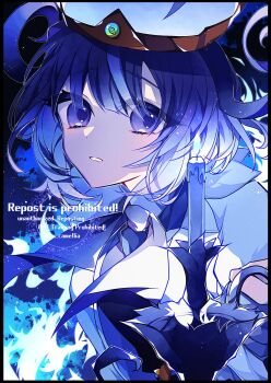 1girl black_dress black_hair blue_fire blue_gloves blunt_bangs bob_cut candelabra candle candlestand coat dress fire gloves gradient_hair gwynn_(pokemon) hat highres holding holding_candle long_sleeves looking_at_viewer mega_stone multicolored_hair nintendo open_clothes open_coat open_mouth partially_fingerless_gloves pokemon pokemon_legends:_z-a purple_eyes purple_hair short_hair solo to_camellia white_coat zooming_in