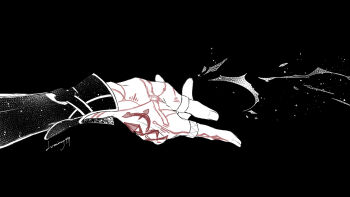 Rule 34 | anaxa (honkai: star rail), artist name, casting spell, commentary, hand focus, hand tattoo, highres, honkai: star rail, honkai (series), jewelry, long sleeves, lv minus999, multiple rings, pointing, pointing to the side, red tattoo, ring, spot color, tattoo