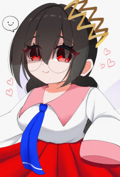 Rule 34 | 1girl, alt 0218, black hair, commentary request, crown, fairy, fairy wings, grey background, heart, highres, kirby (series), kirby 64, long hair, looking at viewer, nintendo, possessed, red eyes, ripple star queen, signature, simple background, sleeves past fingers, sleeves past wrists, wings, zero two (kirby)