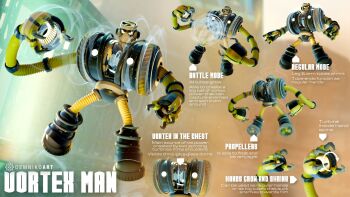 1boy 2025 3d artist_name character_name demnikoart electric_fan energy english_text floating furrowed_brow gradient_background highres looking_at_viewer male_focus mask mega_man:_dual_override mega_man_(classic) mega_man_(series) mega_man_robot_master_design_contest mouth_mask multiple_views original reference_sheet robot serious turbine visor_(armor)