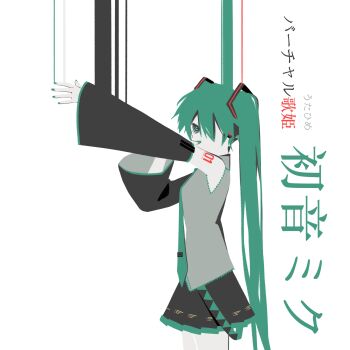 1girl absurdres aqua_belt aqua_eyes aqua_hair aqua_necktie bare_shoulders belt black_belt black_skirt black_sleeves character_name chinese_commentary collared_shirt commentary_request cowboy_shot detached_sleeves grey_shirt hair_between_eyes hair_ornament hand_on_own_face hatsune_miku headphones highres lace lace-trimmed_shirt lace_trim long_hair long_sleeves looking_at_viewer miniskirt necktie no_lineart number_tattoo outstretched_arm pleated_skirt qianyimuthyimu shirt shoulder_tattoo sidelocks simple_background skirt sleeveless sleeveless_shirt solo standing straight_hair tattoo tie_clip translation_request triangle_print two-tone_belt very_long_hair vocaloid white_background wide_sleeves