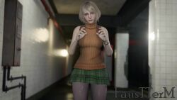 1boy 1girl 3d animated artist_name ashley_graham blonde_hair bracelet bulge capcom clothed_sex colored_skin coughing cum cum_in_mouth cum_overflow defeat faustterm fellatio forced grey_skin hand_on_another&#039;s_head helpless hetero highres interspecies irrumatio jewelry large_penis lips monster oral penis penis_on_face plaid_clothes plaid_skirt rape regenerator resident_evil resident_evil_4 scared short_hair skirt sound tagme throat_bulge veins veiny_penis video watermark wide-eyed