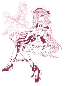 1girl absurdres beret breasts chinese_commentary cleavage commentary_request dress earrings elf elysia_(hi_love_elf)_(honkai_impact) elysia_(honkai_impact) gloves hat heart heart_earrings high_heels highres honkai_(series) honkai_impact_3rd hyurns jewelry large_breasts long_hair multicolored_hair pink_hair pointy_ears sample_watermark single_glove smile solo thighhighs two-tone_hair very_long_hair watermark white_dress white_gloves white_hair white_thighhighs