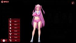 1girl 3d action_taimanin animated audible_music demon_girl felicia_(taimanin_kurenai) gym_uniform lilith-soft long_hair looking_at_viewer navel pink_hair pointy_ears red_eyes screencap shiny_skin short_shorts shorts smile solo sound taimanin_(series) taimanin_kurenai taimanin_rpgx talking twintails very_long_hair video