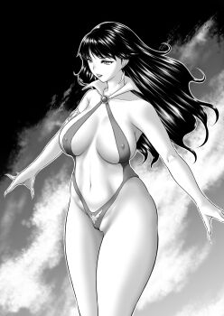 1girl black_hair breasts highres large_breasts long_hair solo vampirella vampirella_(character)