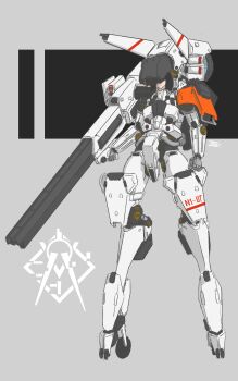 1other 34composite absurdres android girls'_frontline gun head-mounted_display highres holding holding_gun holding_weapon machine mecha_musume paradeus railgun rodelero_(girls'_frontline) signature tagme weapon wheel