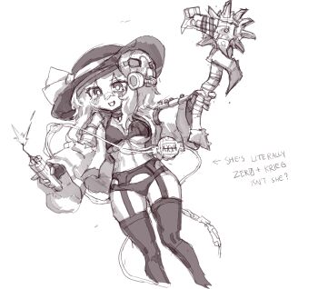 Rule 34 | 1girl, absurdres, alternate costume, blush, bra, breasts, cleavage, commentary, dynamite, english text, explosive, eyeball, fingerless gloves, garter belt, gas mask, gloves, hat, hat ribbon, highres, holding, holding dynamite, holding weapon, komeiji koishi, korean commentary, large breasts, looking at viewer, mask, mask on head, open mouth, panties, rampa93, ribbon, smile, solo, thighhighs, third eye, touhou, underwear, weapon