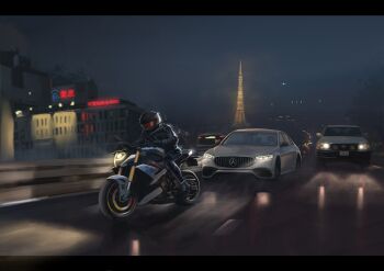 1other absurdres black_gloves black_jacket bmw building bus car commentary_request gloves helmet highres jacket leather leather_jacket license_plate mercedes-benz motor_vehicle motorcycle motorcycle_helmet night on_motorcycle original reflection riding road russian_commentary scenery sky sports_utility_vehicle tokyo_(city) tokyo_tower toyota vehicle_request white_car yukikaze_supersylph