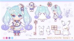 Rule 34 | 1girl, absurdres, animal, beamed sixteenth notes, blue eyes, blue hair, brooch, buttons, cape, card, character name, character sheet, chibi, chibi inset, color guide, copyright notice, crypton future media, deformed, double-breasted, elbow gloves, eye mask, footwear ribbon, from behind, from side, gem, gloves, gold trim, gradient hair, hair ornament, hat, hatsune miku, highres, holding, holding staff, jewelry, key, light blue hair, long hair, looking at viewer, mask, mask on head, mini hat, mini top hat, monocle, multicolored hair, musical note, open mouth, oversized object, pearl (gemstone), piapro, pink ribbon, purple hair, purple thighhighs, rabbit, rabbit yukine, ribbon, scarf, senotarou, skirt, smile, snowflake hair ornament, snowflake print, snowflakes, staff, stained glass, straight-on, thighhighs, top hat, translation request, twintails, very long hair, vocaloid, white cape, white footwear, white gloves, white hat, white scarf, white skirt, yuki miku, yuki miku (2025) (candidate no.1)