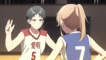 animated aomi_haru barefoot basketball_uniform chitose-kun_wa_ramune_bin_no_naka feet removing_shoes removing_sock shoes sneakers socks soles sportswear sweat tagme unworn_shoes unworn_socks video wiggling_toes