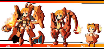 3girls bare_shoulders blue_eyes charizard charmander charmeleon clothing_cutout collarbone evolution evolutionary_line fire flame-tipped_tail garoudo_(kadouhan'i) gen_1_pokemon highres long_hair mecha_musume multiple_girls navel navel_cutout nintendo orange_hair orange_theme personification pigeon-toed pokemon smile standing tail tsurime