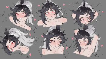 ahegao armpits black_hair dark_skin heiz_illust highres indie_virtual_youtuber nand_nodes red_eyes shark_fin shark_girl virtual_youtuber white_hair